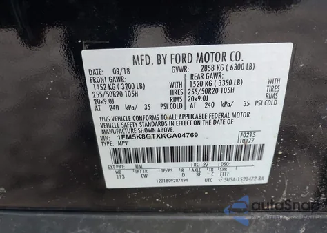 2019 Ford Explorer Sport из США, поврежденный, VIN 1FM5K8GTXKGA04769